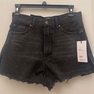 High Rise Cut Off Black Shorts